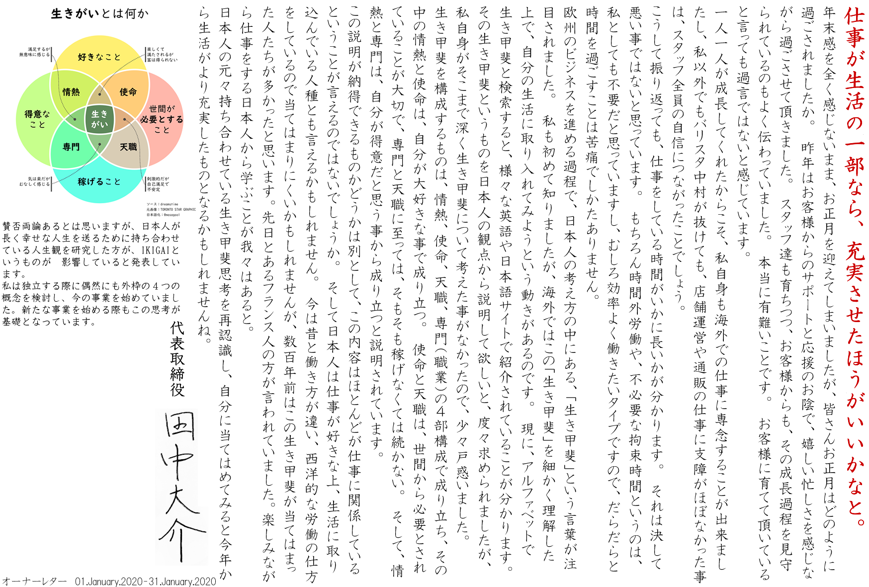 仕事が生活の一部なら、充実させたほうがいいかな