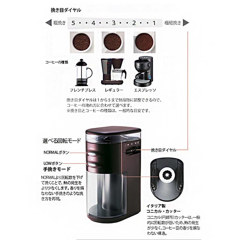 デバイスタイル コーヒーグラインダー GA-1X-BR [レッド]60W幅x高さx奥行